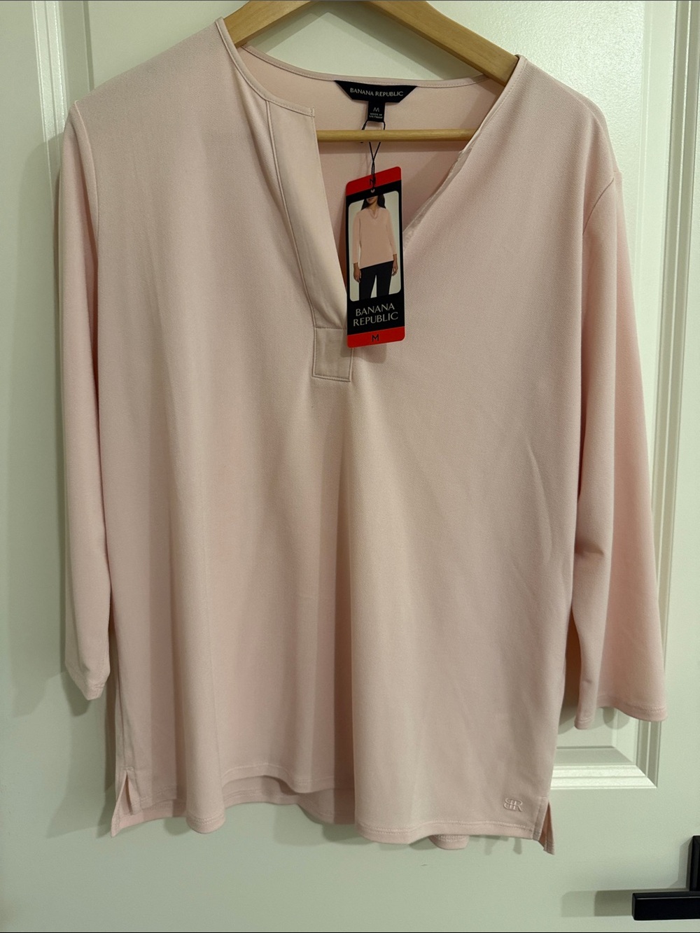 Banana Republic Pale Pink Split-Neck Tunic Top